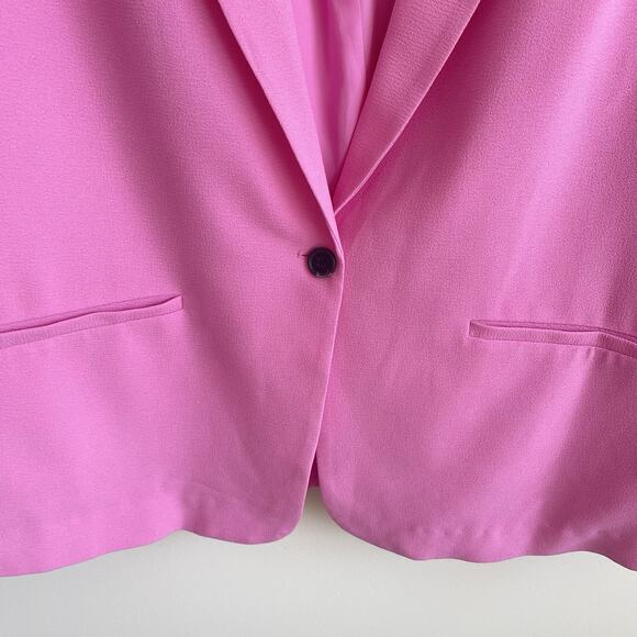 CeCe Plus Size 3X Ruched Sleeve One Button Blazer Jacket Pink Preppy Business - Picture 3 of 15